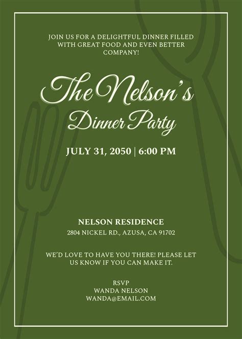 Invitation Message For Dinner Party