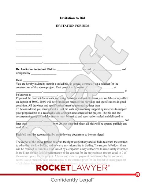 invitation to bid form template