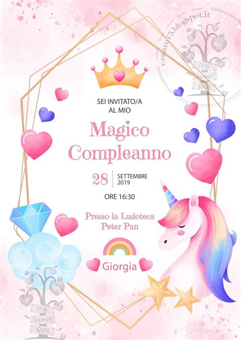 invito compleanno unicorno digitale gratis