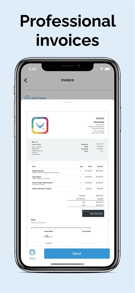 invoice maker free app features