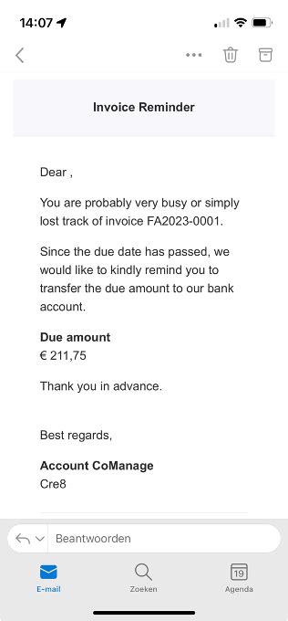 Invoice Payment Reminder Email