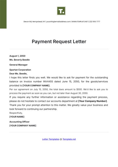Invoice Payment Request Template