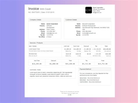 Invoice Template Html Code