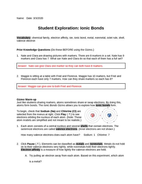 Ionic Compound Gizmo Answers