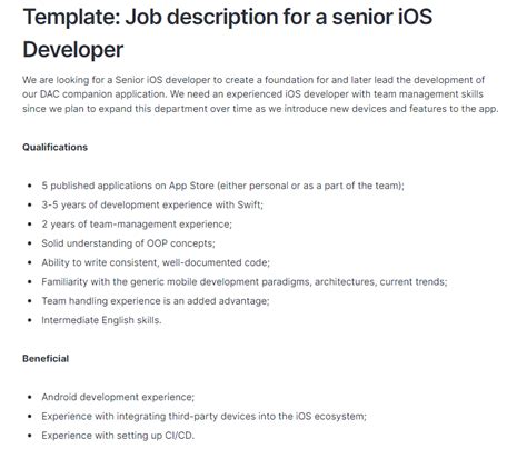 ios developer job description