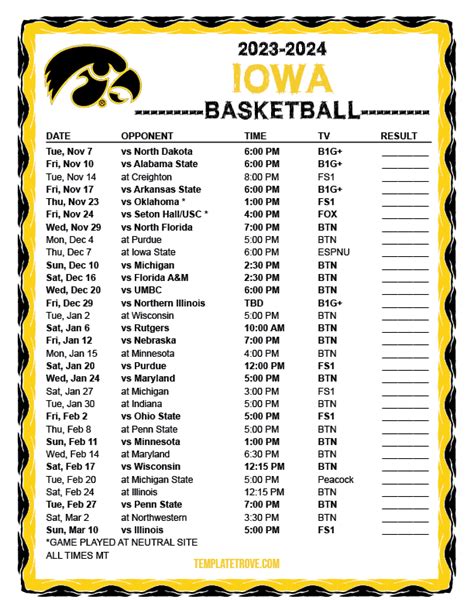 iowa basketball schedule 2024 women