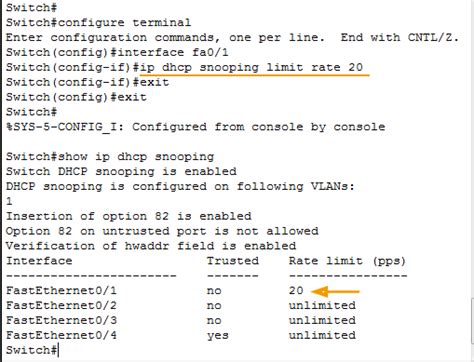 ip dhcp snooping limit rate