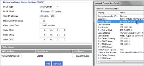 ip settings for wifi dhcp or static