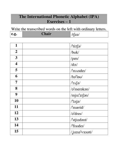 Ipa Phonetics Printable Worksheets