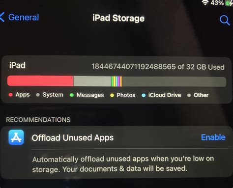 Ipad Storage Glitch