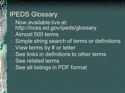 ipeds glossary of terms