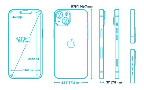 iphone 14 size in cm width