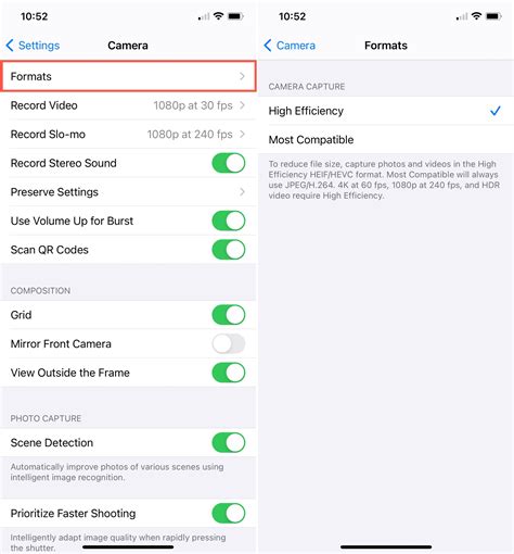 iphone camera picture format