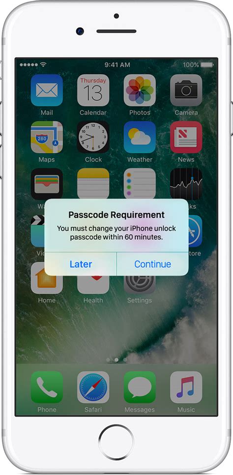 iphone change passcode prompt