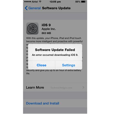 iphone update failed