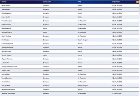 ipl 2024 auction players list captain