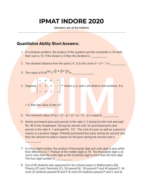 Famous Ipmat 2020 Question Paper Going Viral