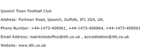 ipswich town fc contact number