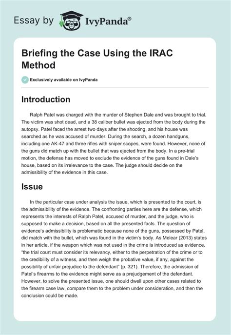 irac method of case analysis example