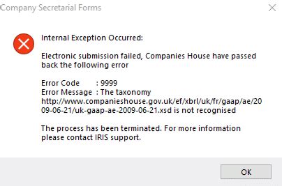 iris error code 9999