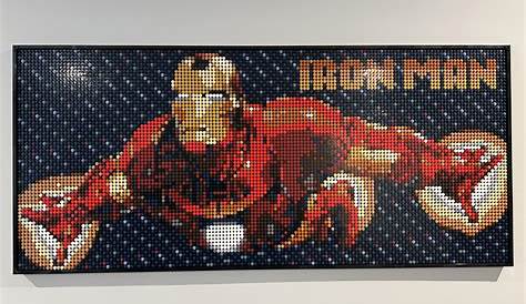 The third Lego mosaic in my Avengers series: Iron Man measures 20