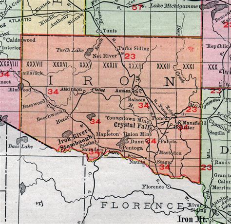 iron county michigan township map