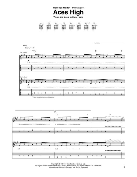 iron maiden aces high guitar tab