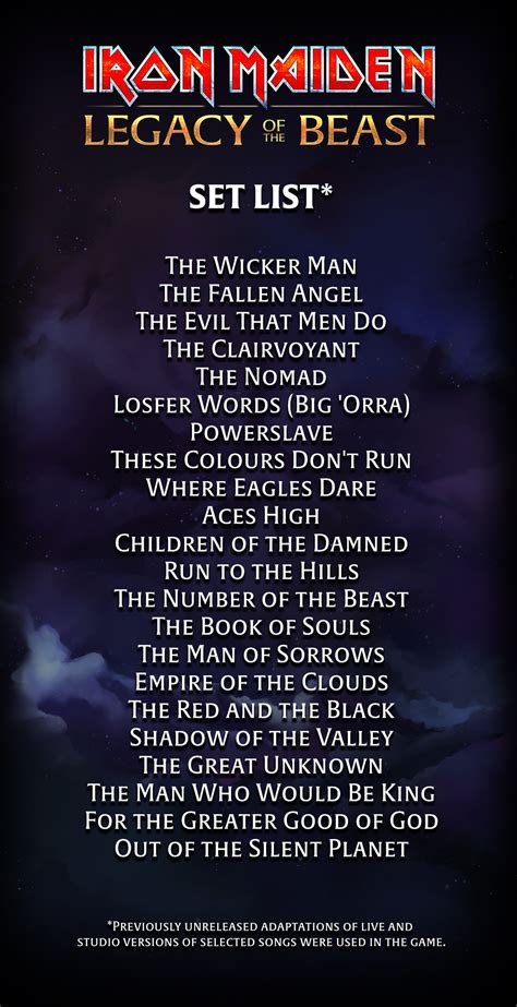 iron maiden current set list