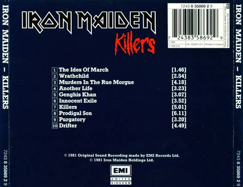 iron maiden killers song list