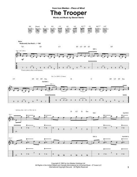 iron maiden the trooper solo tab