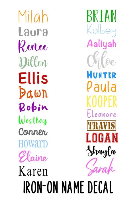 iron on name decals
