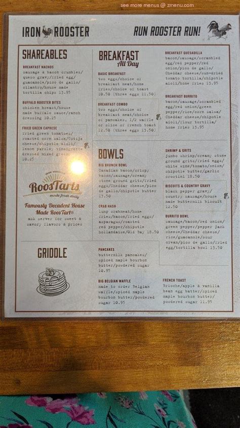 iron rooster menu canton