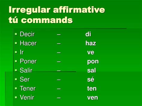 irregular tu commands venir