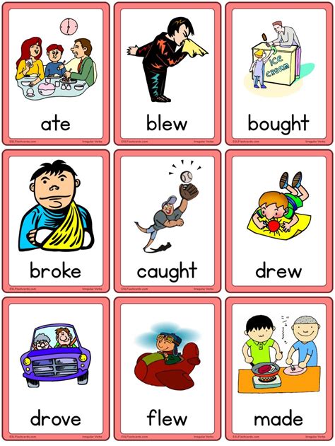Irregular Verbs Flashcards Printable Free