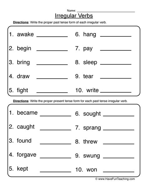 irregular verbs worksheet pdf grade 3