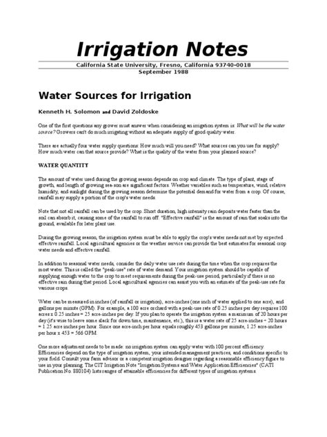 Irrigation Notes Pdf