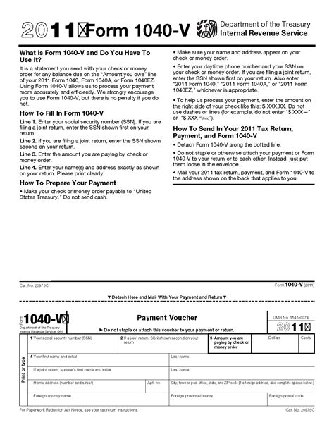Form 1040 V Payment Voucher 2021 Tax Forms 1040 Printable