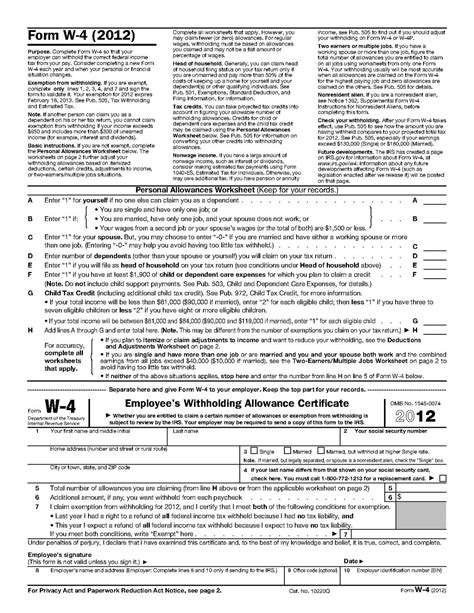 IRS Form W4 2022 W4 Form 2022 Printable