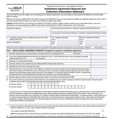 IRS Letter 2840C Installment Agreement H&R Block