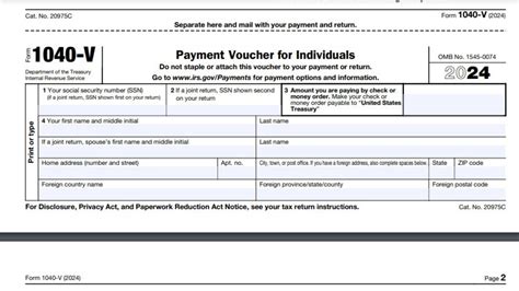Irs 1040 V Form Printable