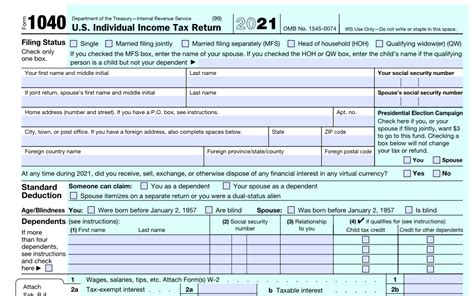 irs 2021 tax return form