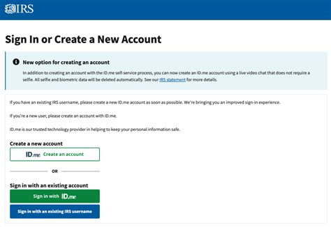 irs account sign in error