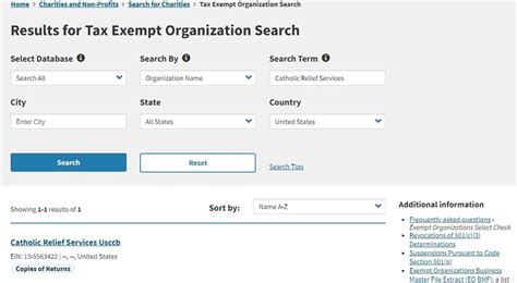 irs charitable organizations search tool