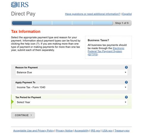 irs direct pay sign in