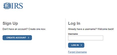 irs e-services login account