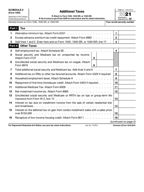 irs form 1040 schedule 2 2021