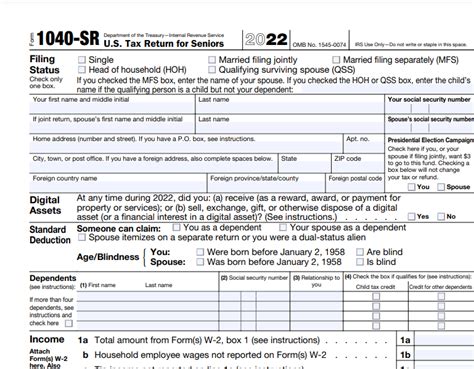 irs form 1040 sr 2023 fillable