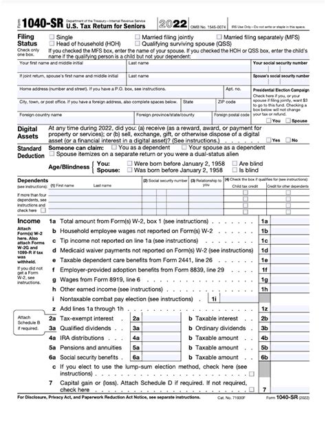 irs form 1040 sr 2023 instructions printable