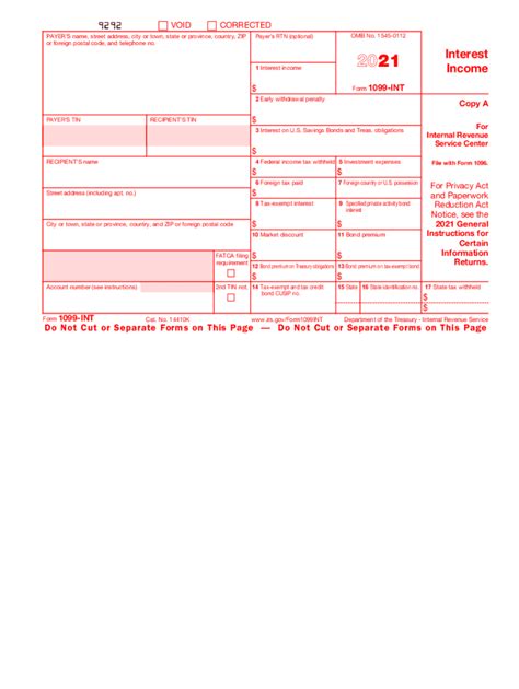 irs form 1099-int 2021 instructions