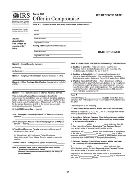 irs form 656 offer in compromise